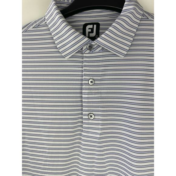 Bundle Lot of 2 Footjoy Men's Golf Polo Shirts Size Large Pinstripe Blue White - Picture 12 of 16